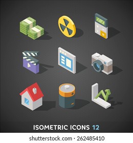 Flat Isometric Icons Set 12