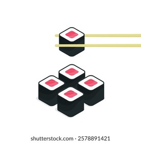 Flat Isometric Icons Sushi set colorful