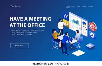 flat isometric illustration concept, contains treatises about analyzing customers and finding solutions or conceptions and planning strategies