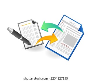 Ilustración isométrica plana del concepto de copia de la información más reciente