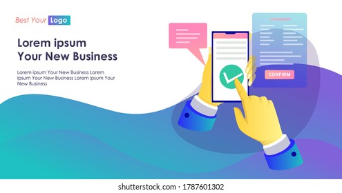 flat isometric illustration concept, order payment online and register
