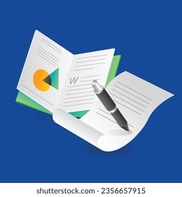 Concepto de ilustración isométrica plana para registrar información en papel