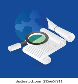 Concepto de ilustración isométrica plana para buscar la información más reciente del mundo