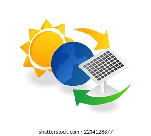 Concepto de ilustración isométrica plana de la tecnología de paneles solares