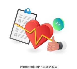 Flat isometric illustration concept. symbol of the best health plan