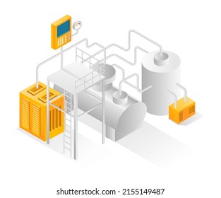 Flat Isometric Illustration Concept Tanks Pipelines Stock Vector ...