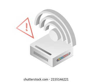 Flat isometric illustration concept. wifi network connection problem