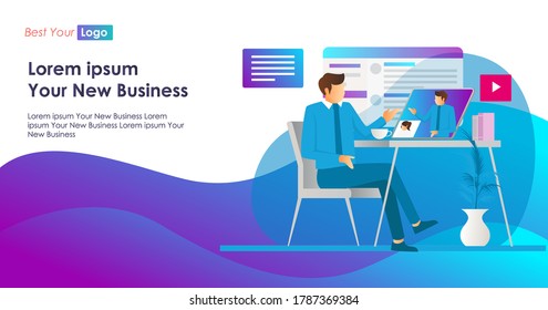 flat isometric illustration concepts, meetings, conversations and online presentations