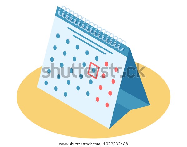 Flat Isometric Illustration Desktop Calendar Business Stock Vector