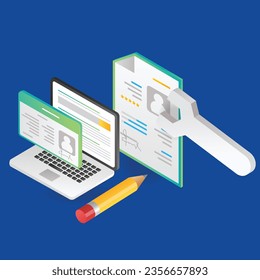 Flat isometric illustration fill data id online