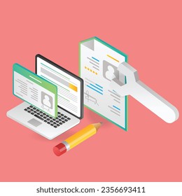 Flat isometric illustration fill data id online