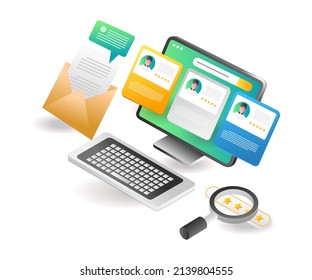 Flat isometric illustration landing page concept. search and choose the best candidate