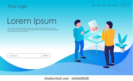 flat isometric illustration make concepts and and look for ideas to solve problems