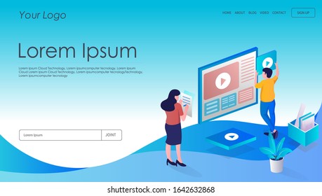 flat isometric illustration make seo optimization and develop websites