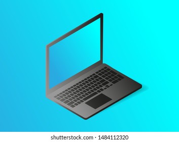 Flat isometric illustration vector. Desktop computer monitor.Computer in 3d style. Isolated vector objects.
