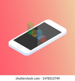 Flat isometric infographic phone vector. Business diagram on the phone. EPS 10