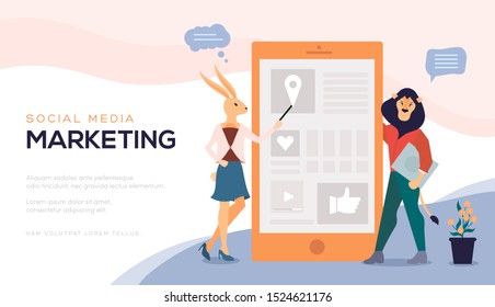 Flat isometric isolated on white background. UX / UI design concept with character and text place. Can use for web banner, infographics, header images vector illustration. 