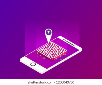 Flat isometric labyrinth in the phone vector