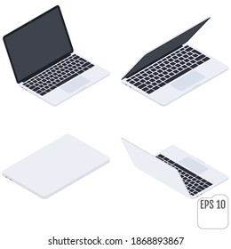 Flat Isometric Laptops. Flat Notebooks. Computers