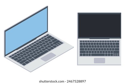 Flat Isometric Laptops. Flat Notebooks. Vector illustration. Eps 10.