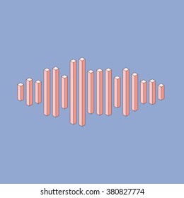 Flat isometric music wave made of peak lines