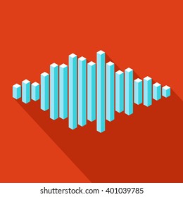 Flat isometric music wave made of peak lines