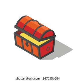 Flat isometric open the trunk on a white background. Vector illustration.