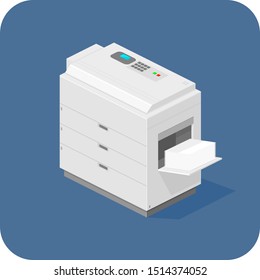 Flat Isometric Photocopier Printer Machine Vector Icon