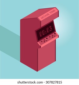 Flat Isometric Retro Arcade Game Machine Vector Illustration