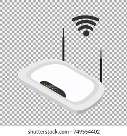 Flat  isometric router and wifi internet connection symbol on transparent background. -stock vectoron transparent background