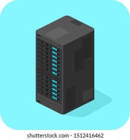 Flat Isometric Server Computer Network Vector Icon