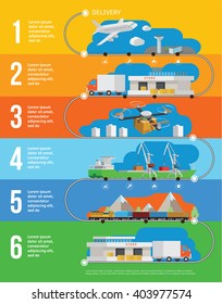 Flat  isometric transport cargo shipping  concept infographics vector illustration. 
