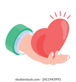 Flat Isometric Valentine Day Icon