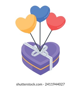 Flat Isometric Valentine Day Icon