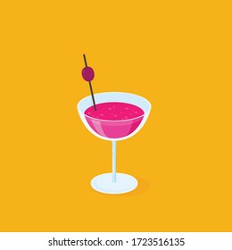 Flat isometric vector cocktail isolated on color background