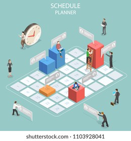 Flat isometric vector concept of business planning, schedule, meeting appointment, agenda, important date