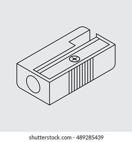 Flat isometric vector icon. Pencil sharpener. Line style for web and mobile