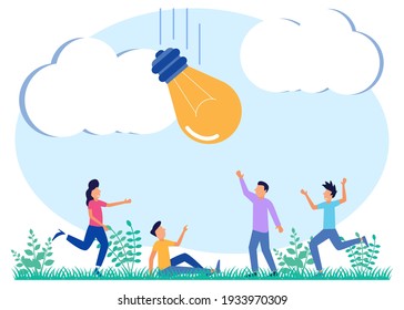 Flat isometric vector illustration. Drawing concept ideas with people's characters competing for creativity. Can be used for web banners, infographics, hero images.