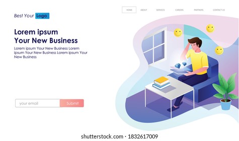 flat isometric vector illustration, of a person having a panic attack