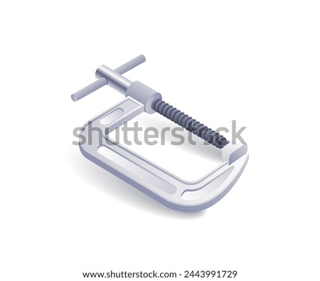 Flat isometric wooden clamp vise 3d illustration