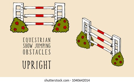 flat and isometry equestrian show jumping obstacles upright