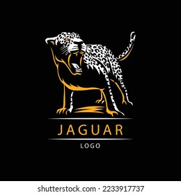 flat jaguar logo template design vector