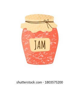 Flat jam icon in cartoons flat style with texture isolated on white background. Vector illustration. Best for stickers, icon, highlights or label.