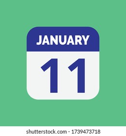 Flat January 11 calendar Icon Stock Vector