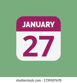 Flat January 27 calendar Icon Stock Vector