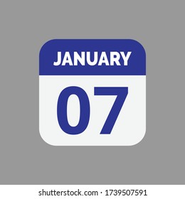 Flat January 7 calendar Icon Stock Vector