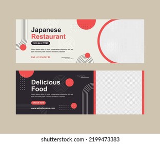 Plantilla de banderín de restaurante japonés plano