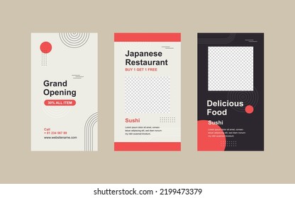 Flat Japanese Restaurant Social Media Story Template