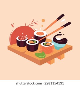 flat japanese restaurant social media promo template