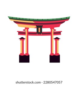 puerta de infantería japonesa plana sobre blanco